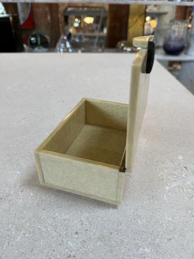 Vintage Faux Marble Lucite Trinket Box with Decorative Stone Accent