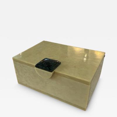 Vintage Faux Marble Lucite Trinket Box with Decorative Stone Accent