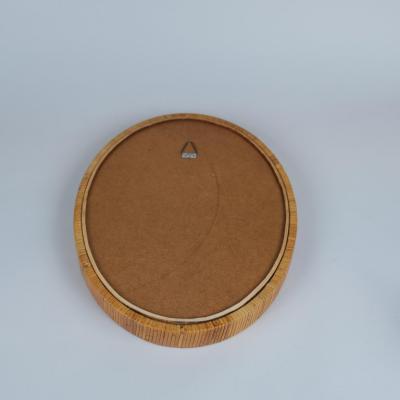 Vintage Finnish Rattan Oval Mirror with Honey Patina 1960s
