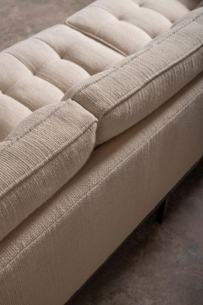 Vintage Florence Knoll Sofa in Original Woven Ivory Wool with Bronze Base 1960s
