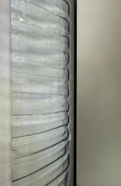 Vintage Fluted Murano Glass Wall Mirror with Beveled Mirror 1980s