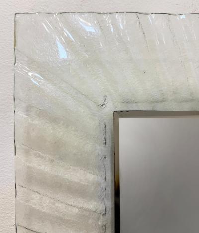 Vintage Fluted Murano Glass Wall Mirror with Beveled Mirror 1980s