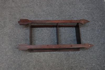 Vintage Folk Art Hand Carved and Stained Walnut Wall Shelf with Arrows Motif