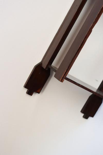 Vintage Folk Art Hand Carved and Stained Walnut Wall Shelf with Arrows Motif