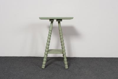 Vintage Folk Art Two Tier Mint Green Bobbin Side Table