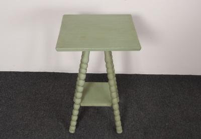 Vintage Folk Art Two Tier Mint Green Bobbin Side Table