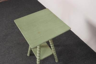 Vintage Folk Art Two Tier Mint Green Bobbin Side Table