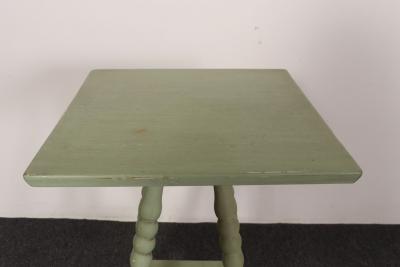 Vintage Folk Art Two Tier Mint Green Bobbin Side Table