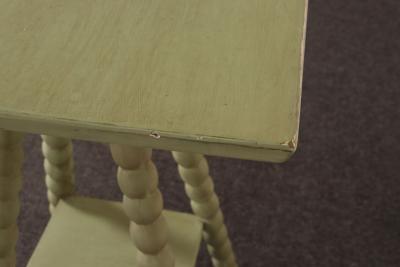 Vintage Folk Art Two Tier Mint Green Bobbin Side Table