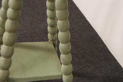 Vintage Folk Art Two Tier Mint Green Bobbin Side Table