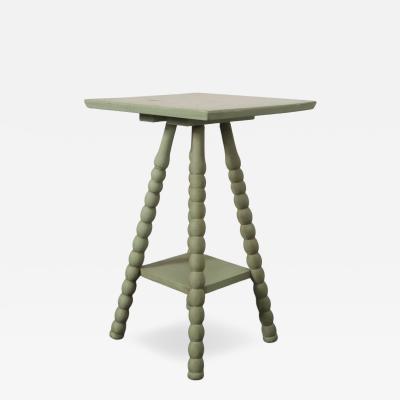 Vintage Folk Art Two Tier Mint Green Bobbin Side Table