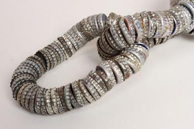 Vintage Folk Tramp Art Bottle Cap Chain Link Sculpture