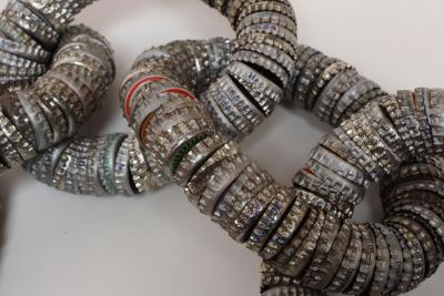 Vintage Folk Tramp Art Bottle Cap Chain Link Sculpture