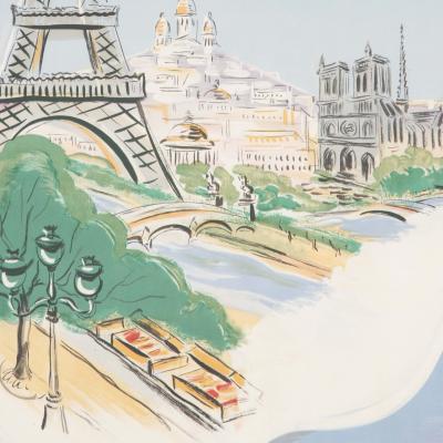 Vintage Framed Air France Paris Poster