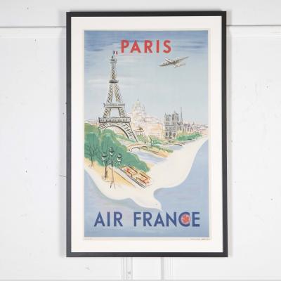 Vintage Framed Air France Paris Poster