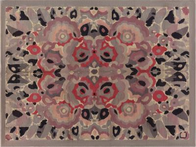 Vintage French Art Deco Botanic Handwoven Wool Rug