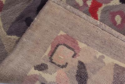 Vintage French Art Deco Botanic Handwoven Wool Rug