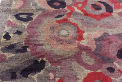 Vintage French Art Deco Botanic Handwoven Wool Rug