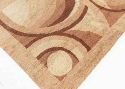 Vintage French Art Deco Brown and Beige Wool Rug by D I M 