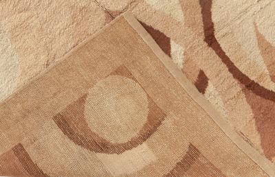 Vintage French Art Deco Brown and Beige Wool Rug by D I M 