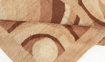 Vintage French Art Deco Brown and Beige Wool Rug by D I M 