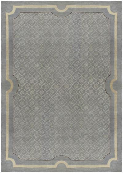 Vintage French Art Deco Gray Handwoven Wool Rug