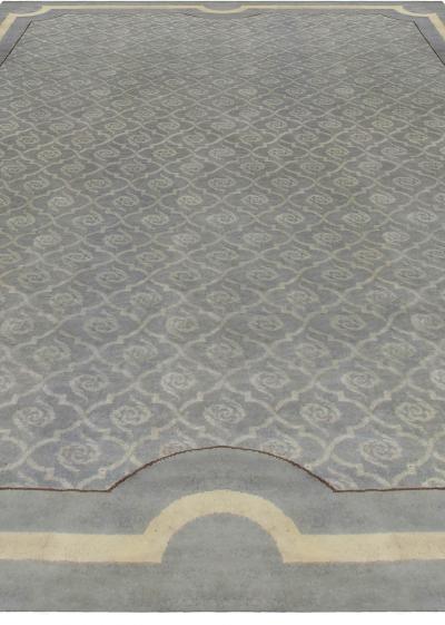 Vintage French Art Deco Gray Handwoven Wool Rug