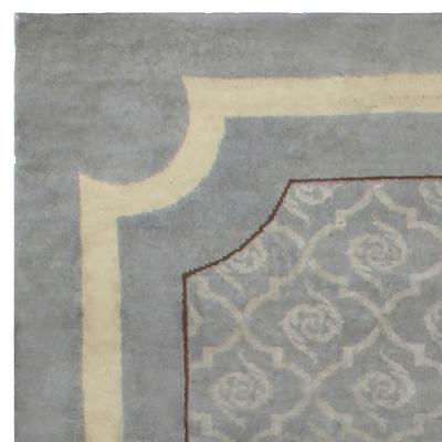 Vintage French Art Deco Gray Handwoven Wool Rug