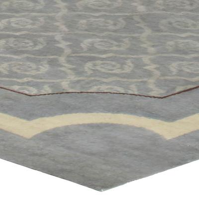 Vintage French Art Deco Gray Handwoven Wool Rug