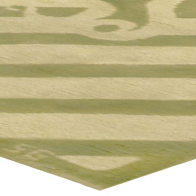 Vintage French Art Deco Green Handmade Wool Rug