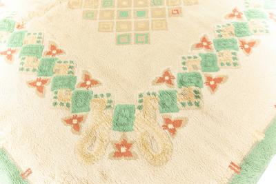 Vintage French Art Deco Green Handmade Wool Rug by Paule Leleu