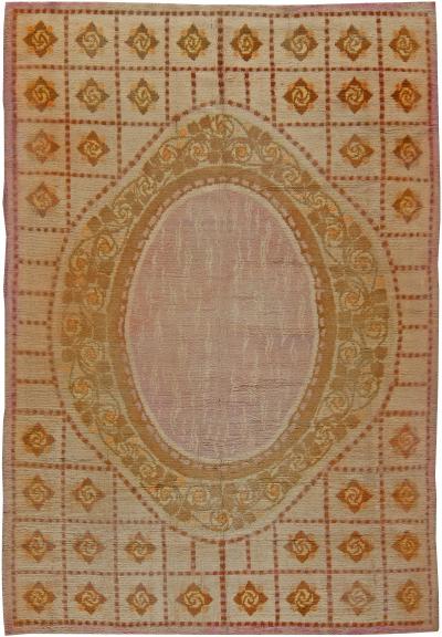 Vintage French Art Deco Handwoven Wool Carpet