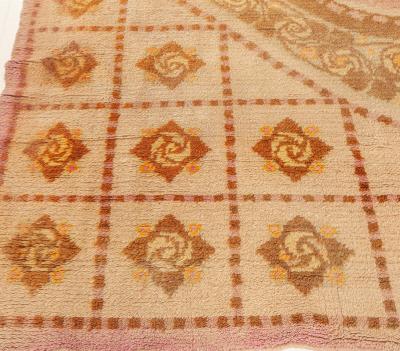 Vintage French Art Deco Handwoven Wool Carpet