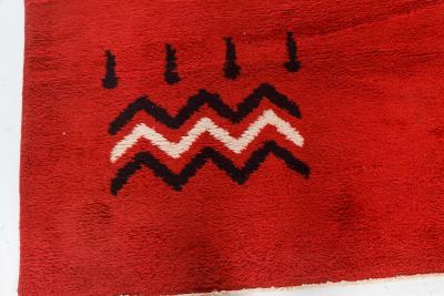Vintage French Art Deco Red Hand Knotted Wool Rug