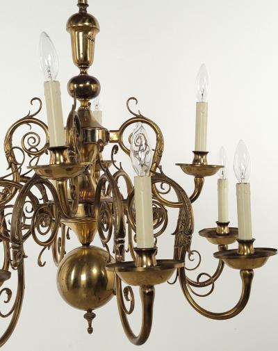 Vintage French Baroque Style Brass Chandelier