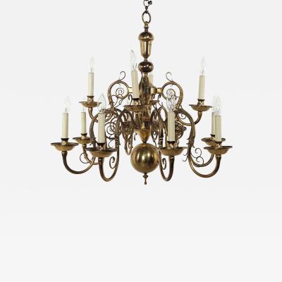 Vintage French Baroque Style Brass Chandelier