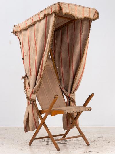Vintage French Beach Chair with Canopy Mid 20th C 