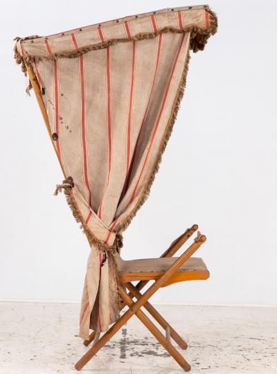 Vintage French Beach Chair with Canopy Mid 20th C 