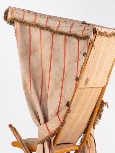 Vintage French Beach Chair with Canopy Mid 20th C 