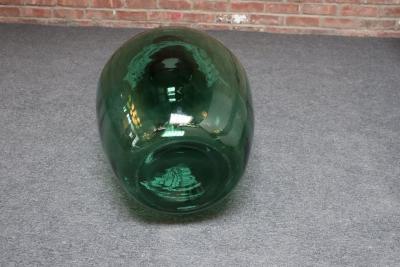 Vintage French Blown Glass Wide Neck Demijohn Carboy in Teal Green