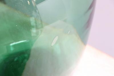 Vintage French Blown Glass Wide Neck Demijohn Carboy in Teal Green