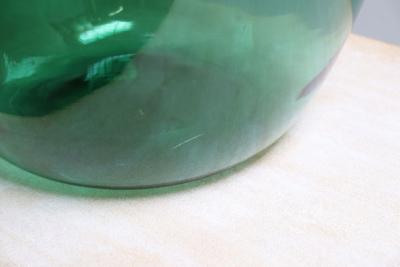 Vintage French Blown Glass Wide Neck Demijohn Carboy in Teal Green
