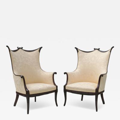 Vintage French Carved Sculptural Lounge chairs Neoclassical Hollywood Regency