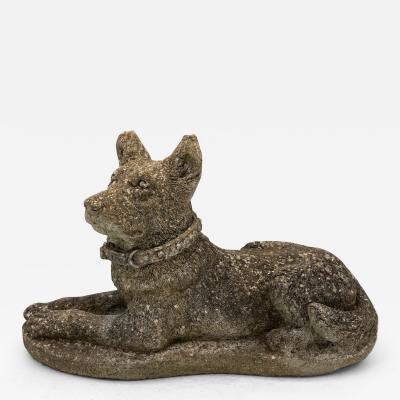 Vintage French Concrete Shepherd or Labrador Dog Garden Ornament Mid 20th C 