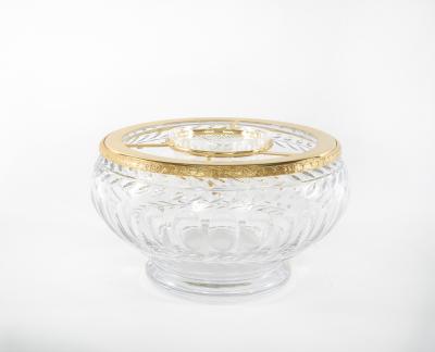 Vintage French Cut Crystal Gilt Bronze Caviar Service