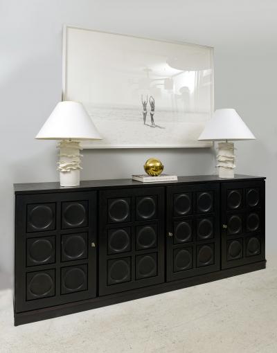 Vintage French Graphic Ebonized Oak Sideboard