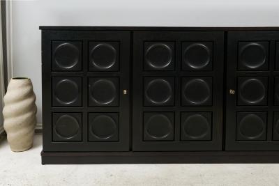Vintage French Graphic Ebonized Oak Sideboard