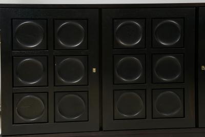 Vintage French Graphic Ebonized Oak Sideboard