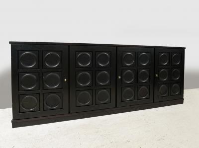 Vintage French Graphic Ebonized Oak Sideboard