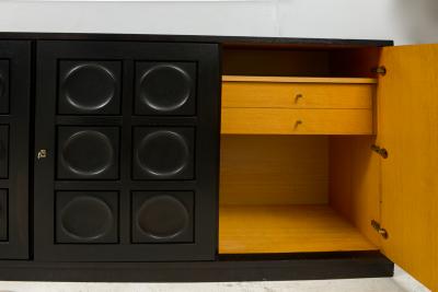 Vintage French Graphic Ebonized Oak Sideboard